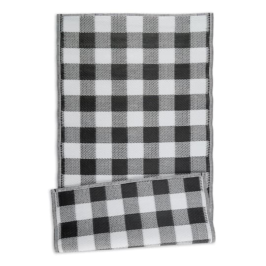 Black and White Buffalo Check Outdoor Floor Runner x 6ft